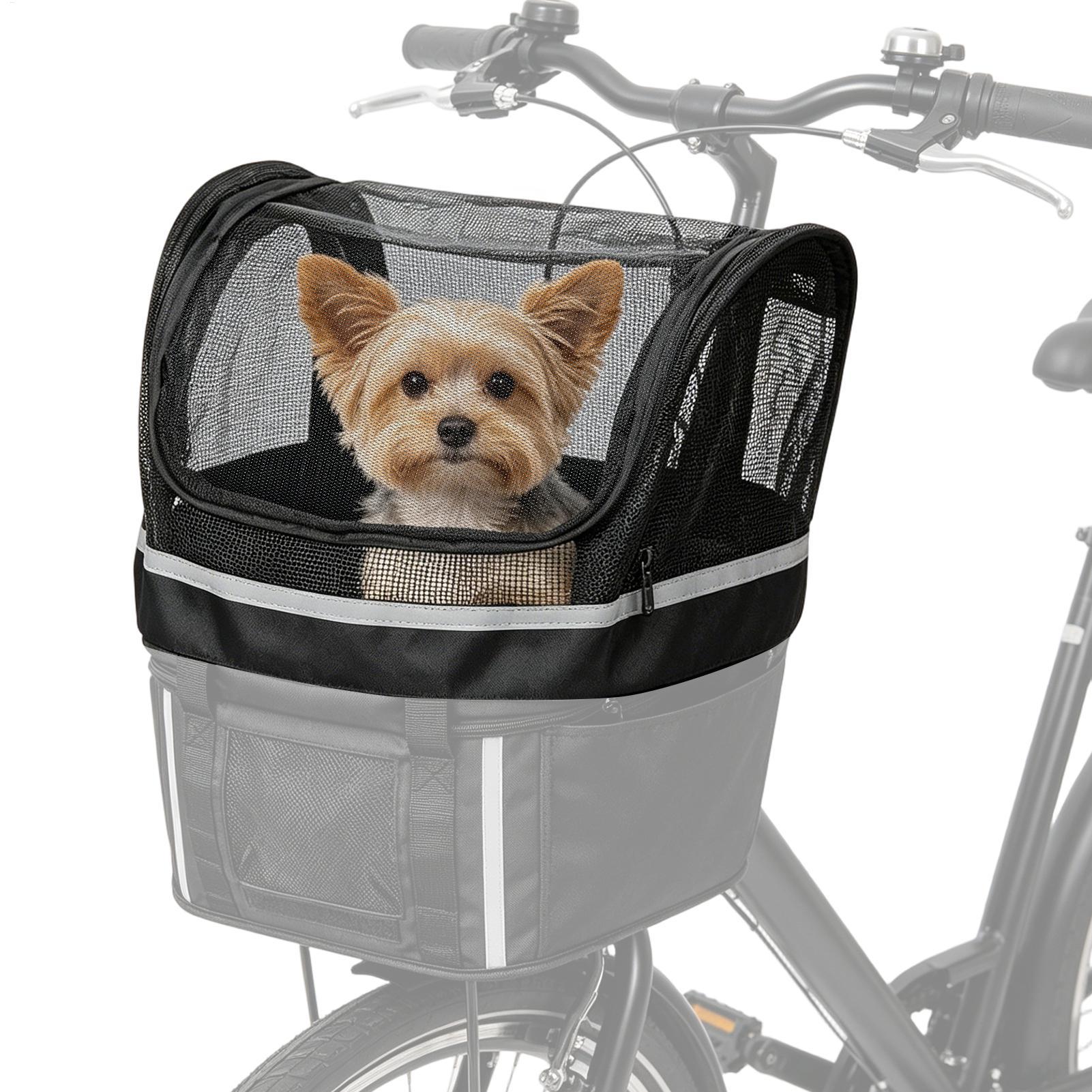 Commuting By Bike - 自転車用ペットバスケット、窓付き強化ペット自転車ハンドルバーキャリア、毎日の屋外ペット旅行用アクセサリー