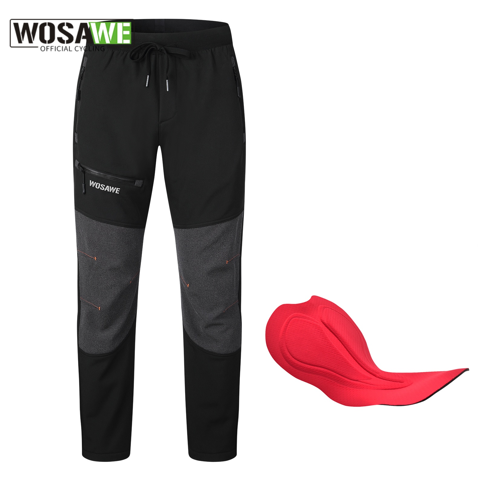 Cycling Commute Pants - WOSAWE メンズ パデッド サイクリングパンツ、冬用マウンテンバイク用ズボン、防風・撥水・防寒、通勤・ツーリング用サイクルウェア