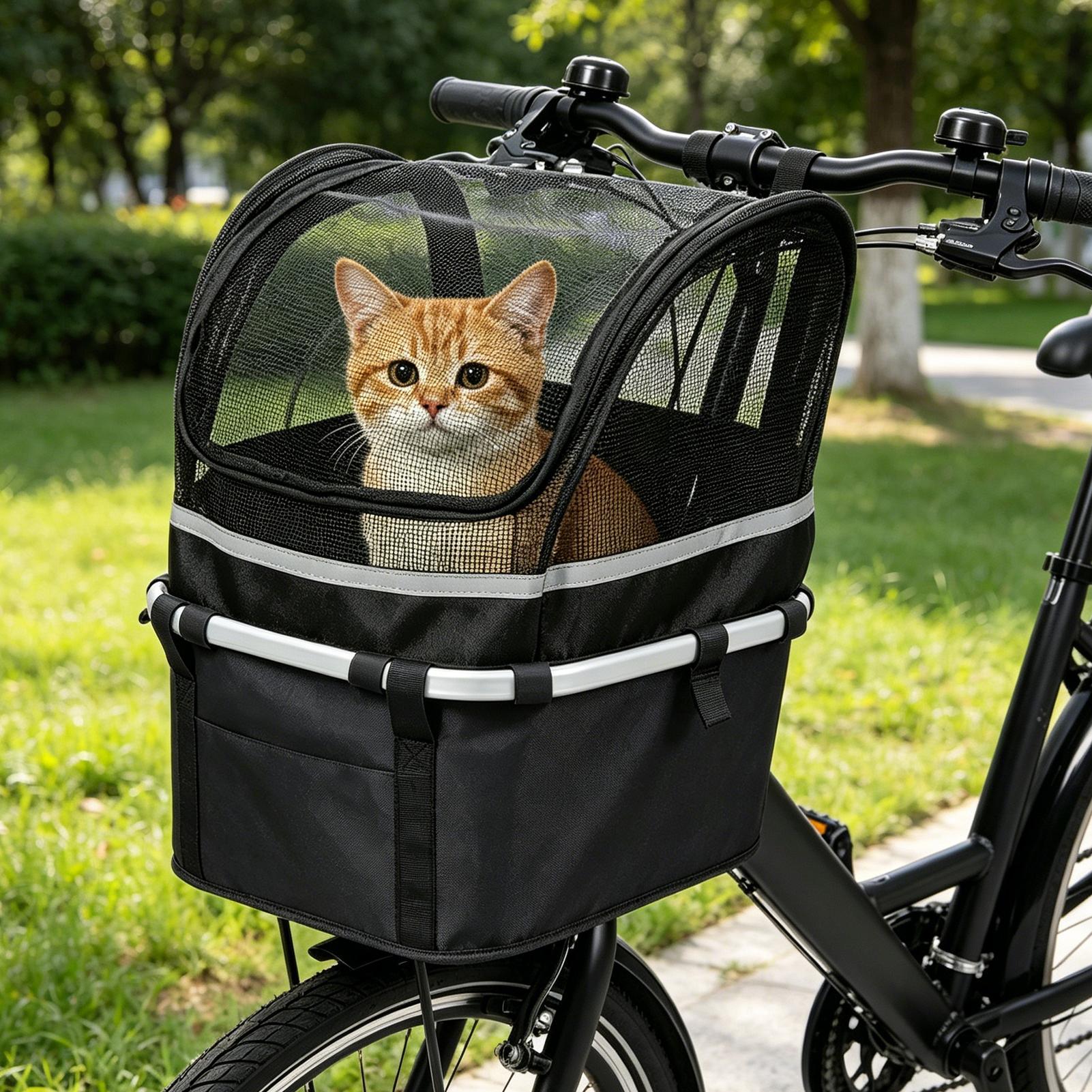自転車用ペットバスケット、窓付き強化ペット自転車ハンドルバー - Commuting By Bike のレビューと価格
